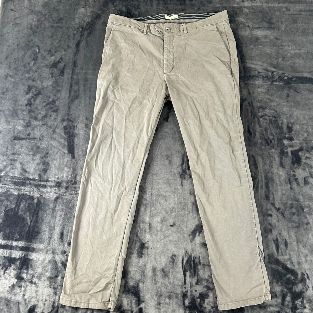 Luca Faloni Cortina Chinos Mens 36 Gray Italian Cotton Stretch Trousers